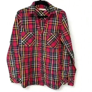 Skies Are Blue Women's Plaid Flannel Button-Up Shirt Size S Vintage